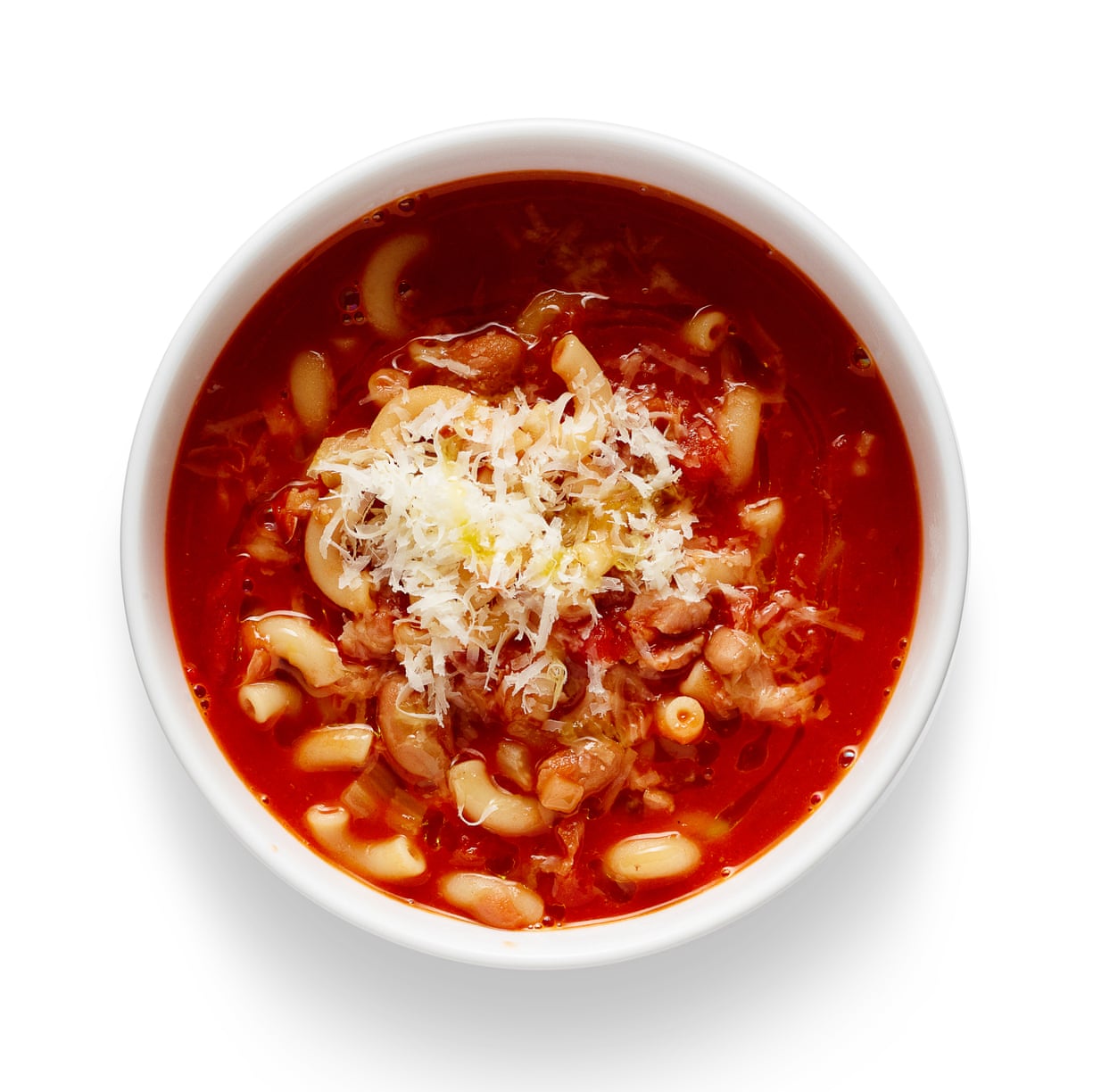 Cook the pasta, mash a few of the beans, then add both to the soup with some butter. Serve with parmesan sprinkled on top.